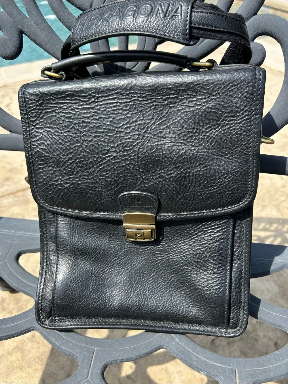 Black Leather Men's Crossbody Bag - Undetermined Brand